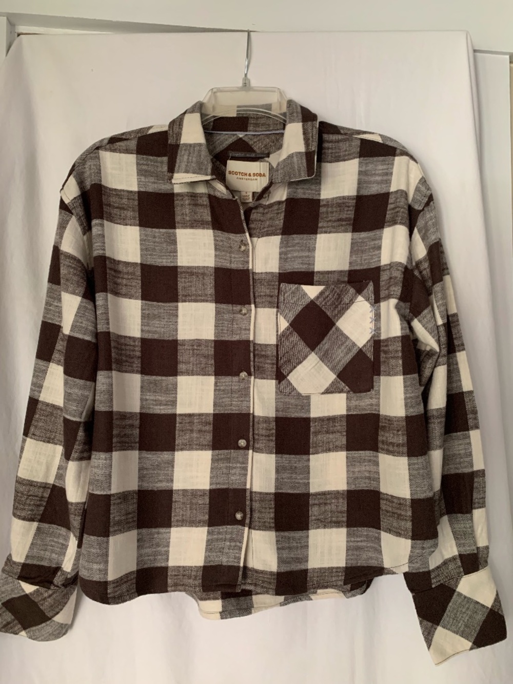 Scotch & Soda brown/cream buffalo plaid flannel shirt